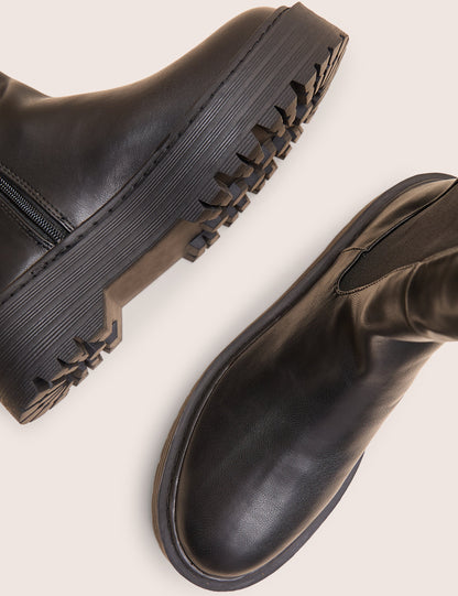 Andi Black Knee high Chunky Sole Boots