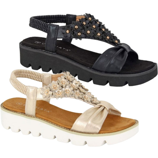 Cipriata Womens Salvia Floral Sling Back Sandals